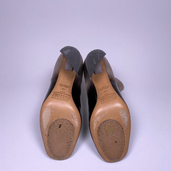 MAISON MARGIELA Grey Suede Brown Patent Leather Ombre Booties - Picture 6 of 8